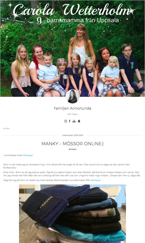 Carola Wetterholm - Samarbete med Manky